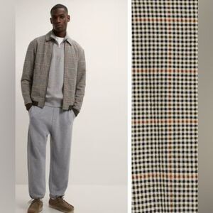 #141 ZARA Mens Plaid Cotton Bomber Jacket